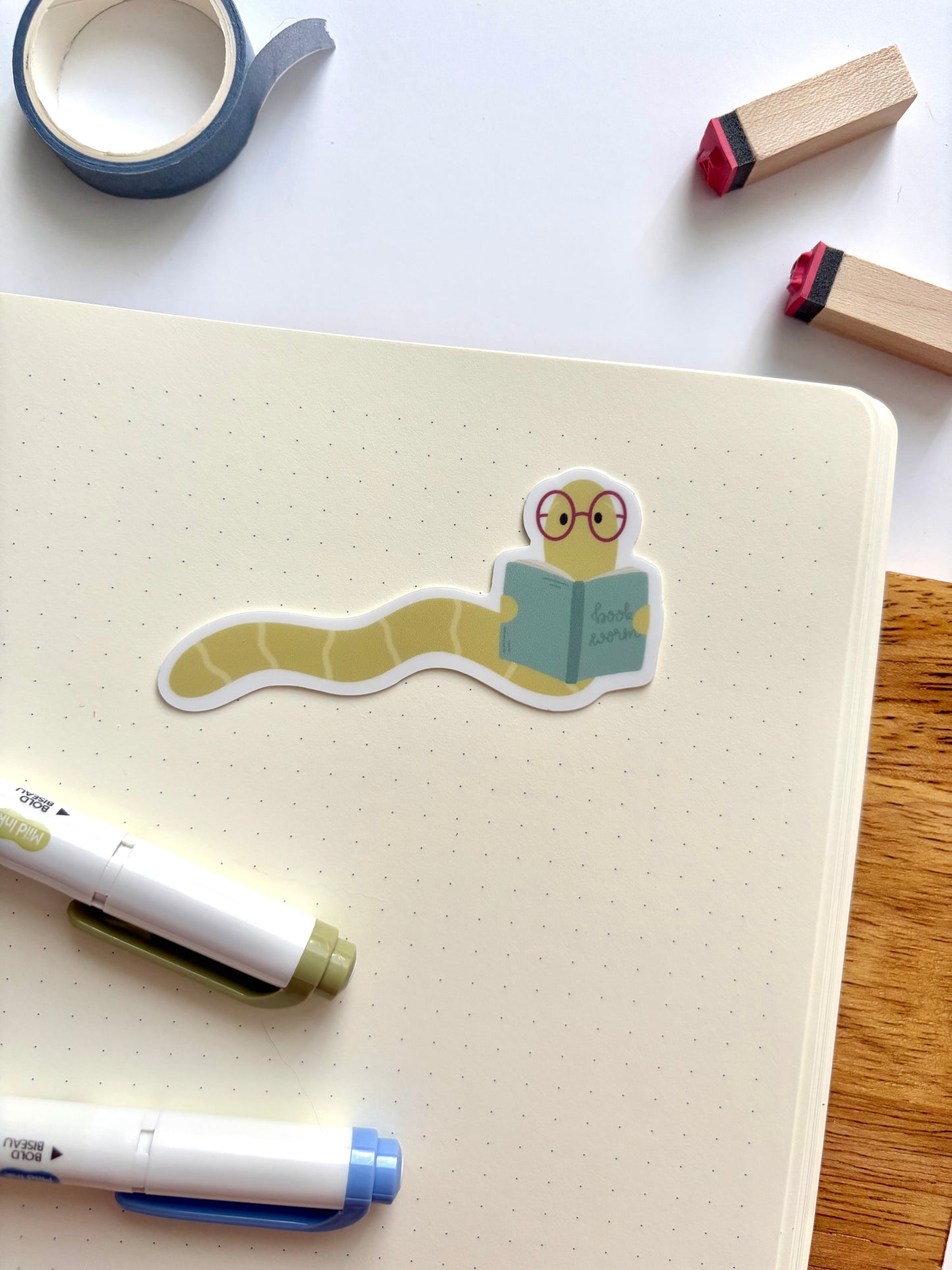 Book Worm Vinyl Waterproof Sticker