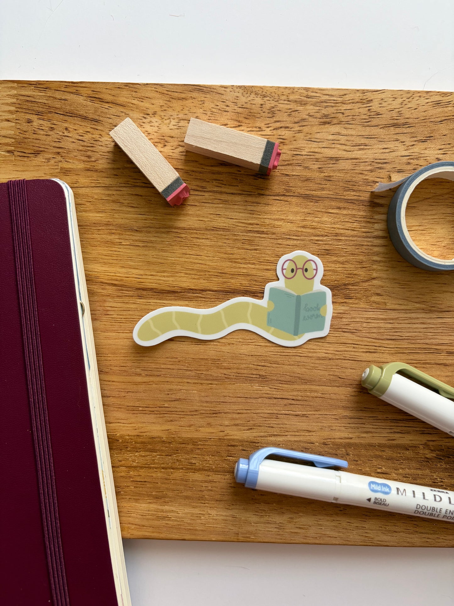 Book Worm Vinyl Waterproof Sticker