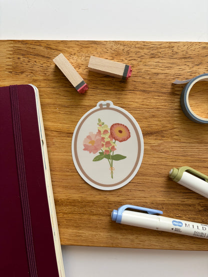 Floral Hoop Vinyl Waterproof Sticker
