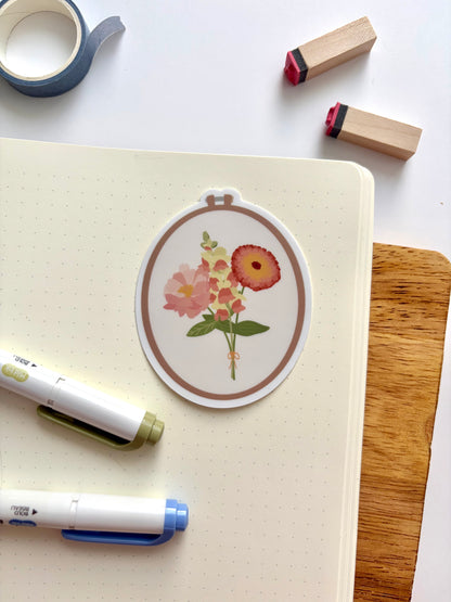 Floral Hoop Vinyl Waterproof Sticker